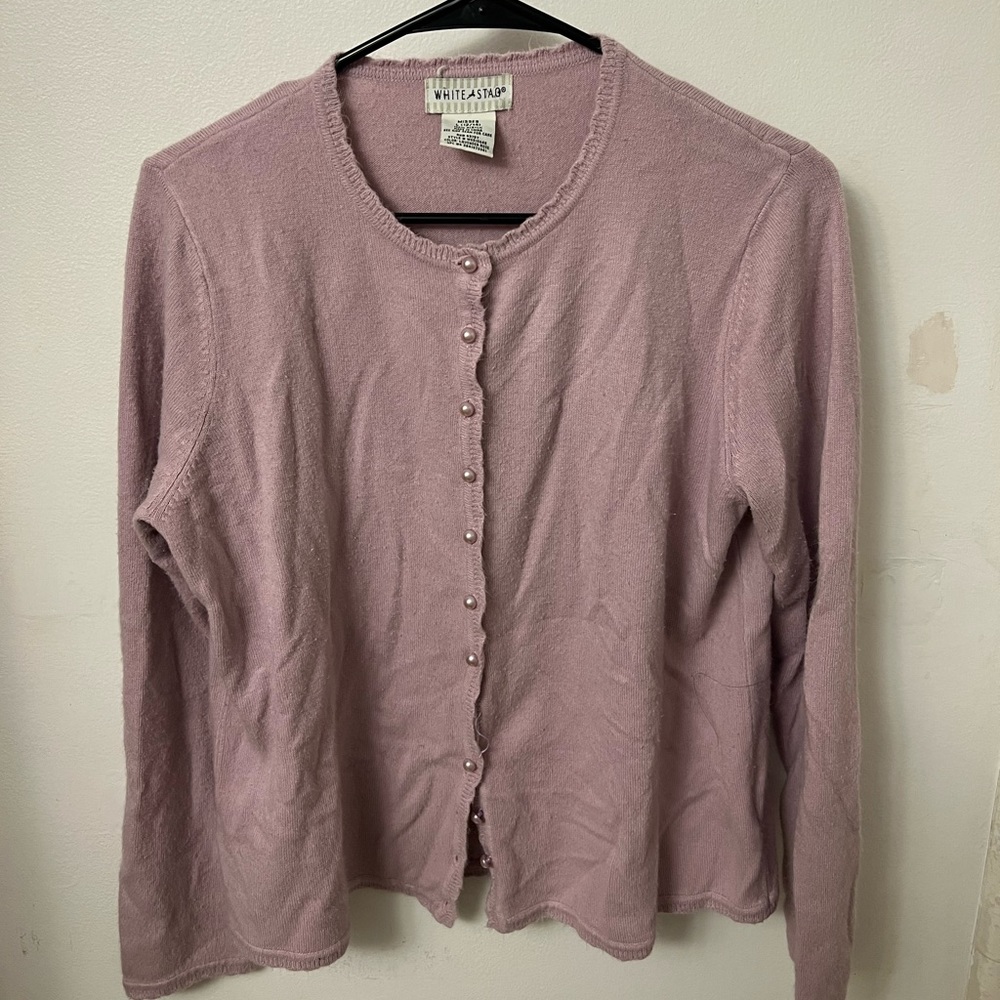 Lilac purple sweater with pearl buttons!